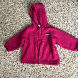 Pink Patagonia zip down hoodie size 12 months